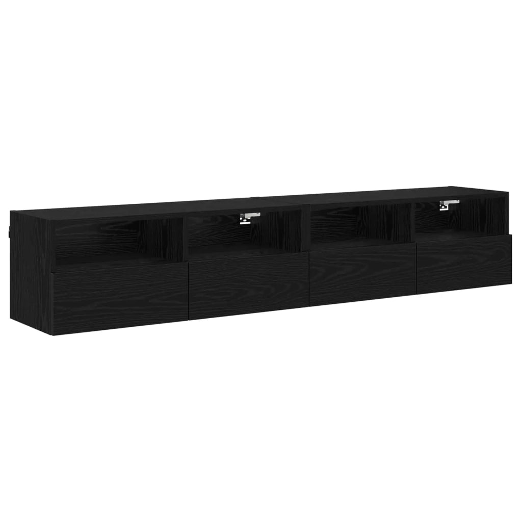 Mobiletti TV da Parete 2 pcs Rovere Nero 80 x 30 x 30 cm 882933