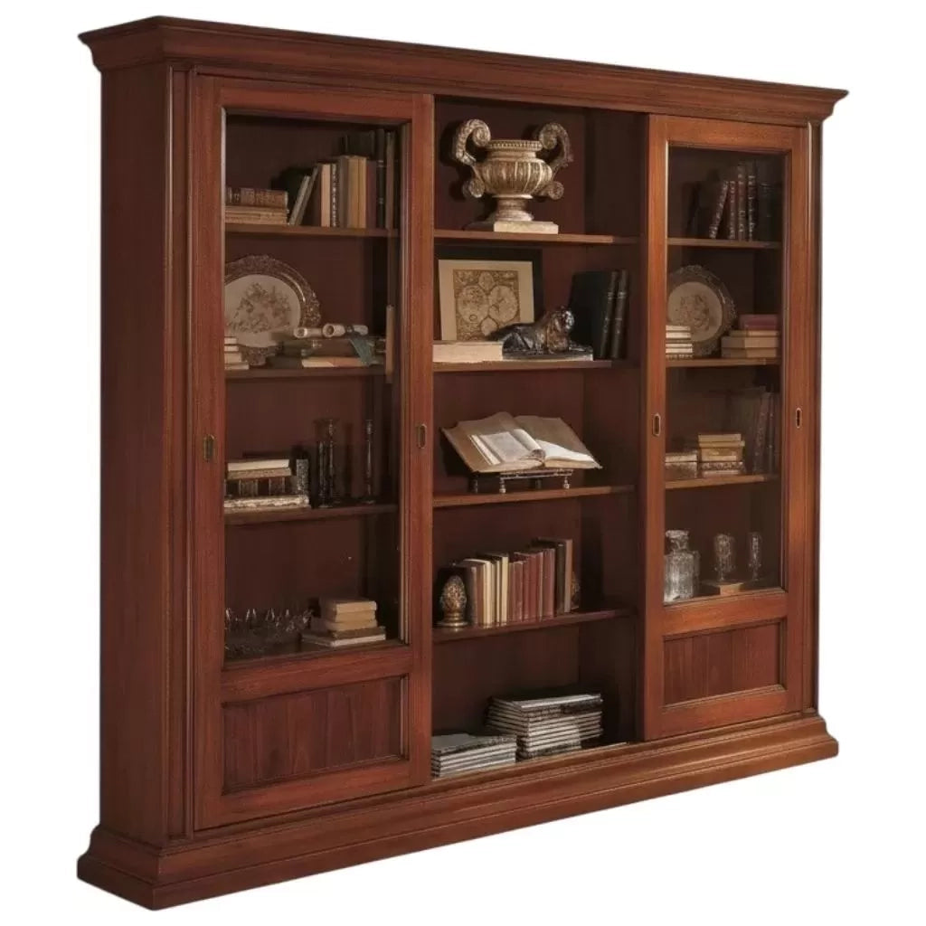 Libreria studio classico in legno tinta noce - Mobili 2G