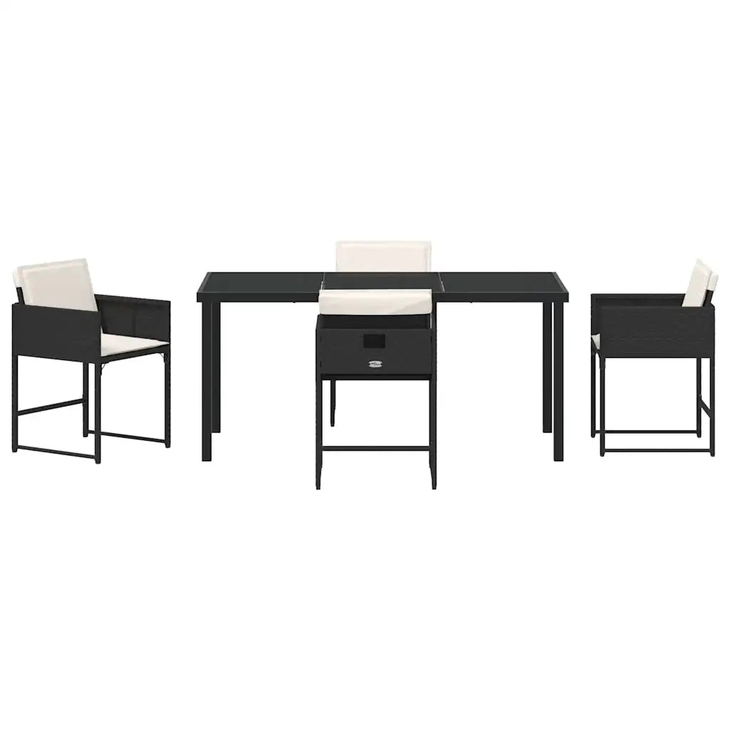 Set da Pranzo per Giardino con cuscino 5 pcs Nero polyrattan 3380006