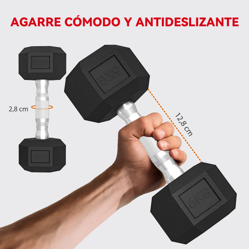 Set di manubri per allenamento 2x4kg 2x6kg 2x8kg con supporto ¨C zephmum ¨C nero