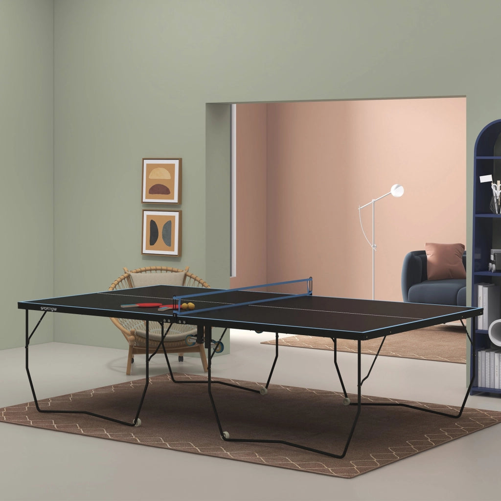 Tavolo da ping pong pieghevole ¨C zephmum ¨C MDF, telaio in acciaio, nero, 274x152.5x76 cm