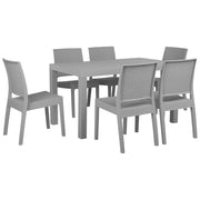 Set da pranzo da giardino Tavolo rettangolare grigio chiaro 140 x 80 cm 6 sedie impilabili 6 posti minimalista