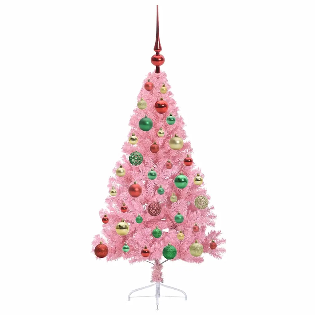 Albero di Natale artificiale con luci integrate Rosa 120 cm PVC