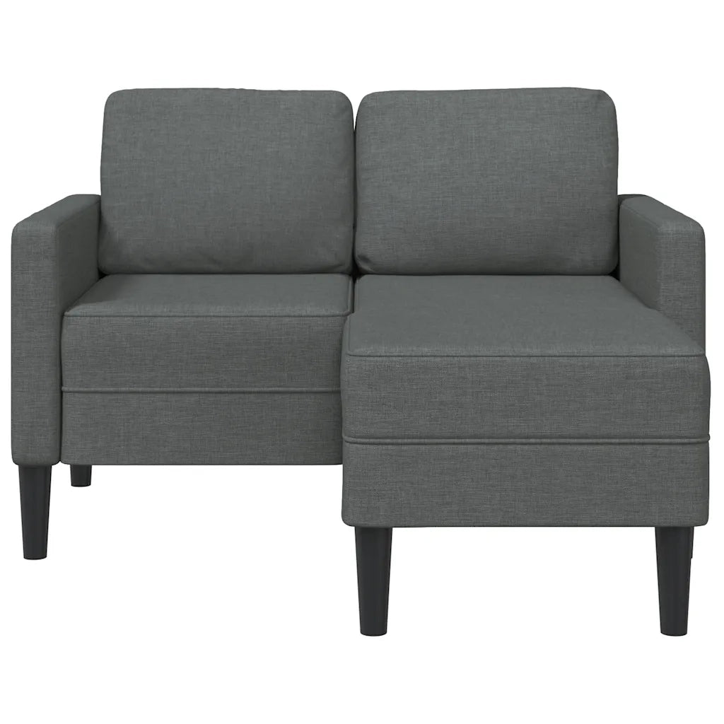 Divano | Divano da soggiorno | Sofa a 2 posti con chaise longue a L grigio scuro 125 cm in tessuto