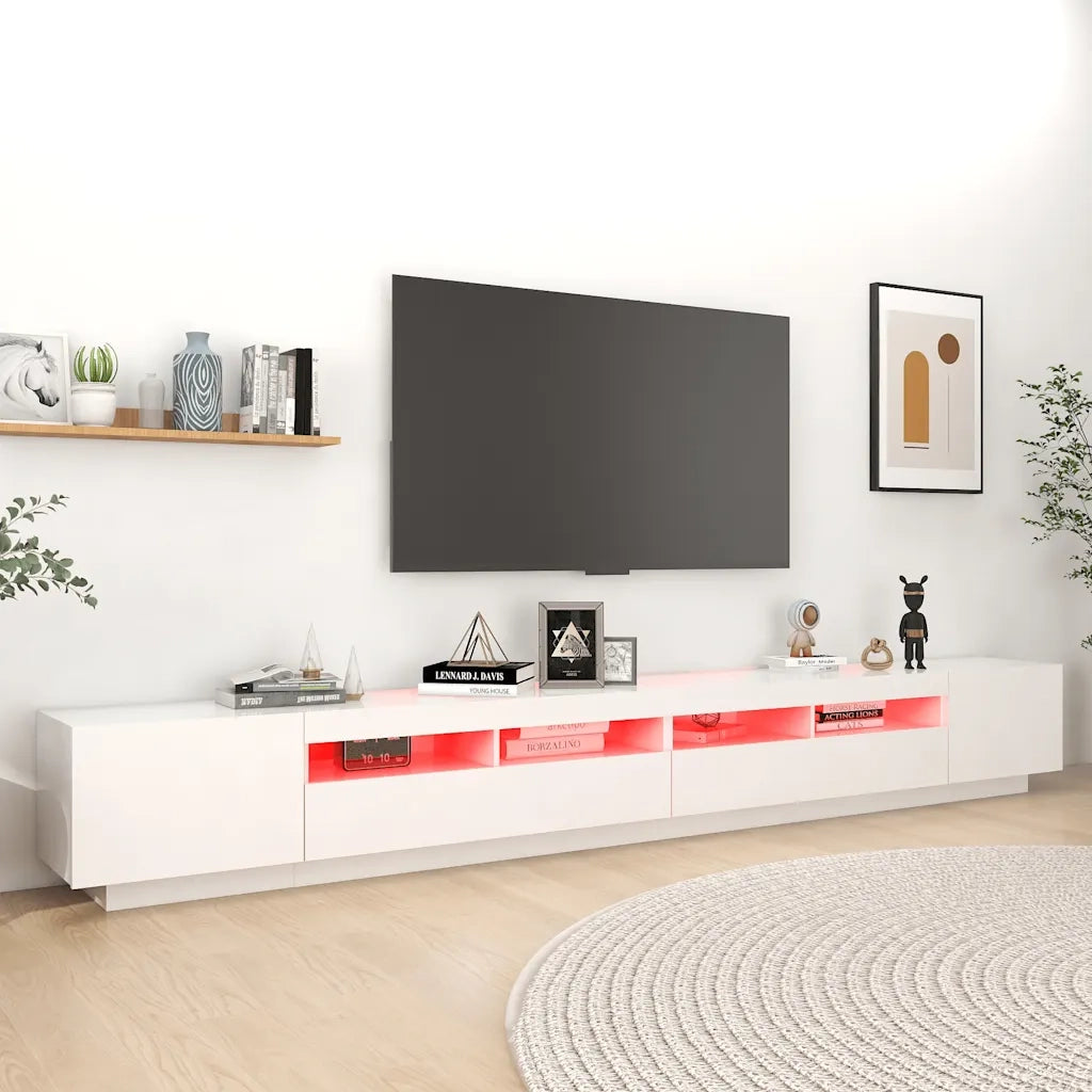 Mobile Porta TV con Luci LED Bianco 300x35x40 cm 3081924