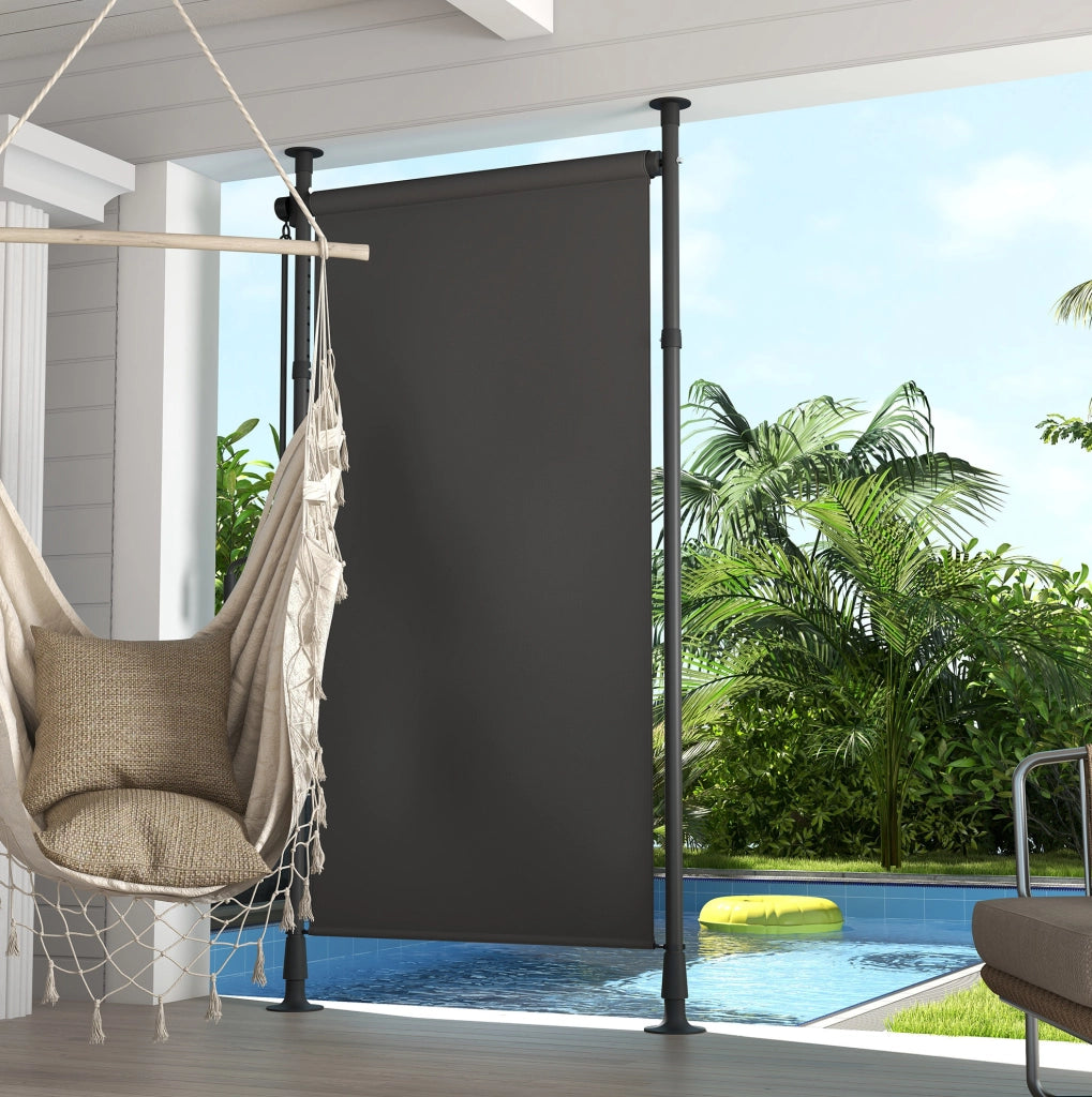Tenda da sole verticale autoportante 120 x 220-310 cm con manovella; grigio scuro