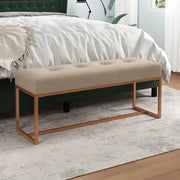 Panca-Sgabello Beige 110x36x45 cm in Velluto