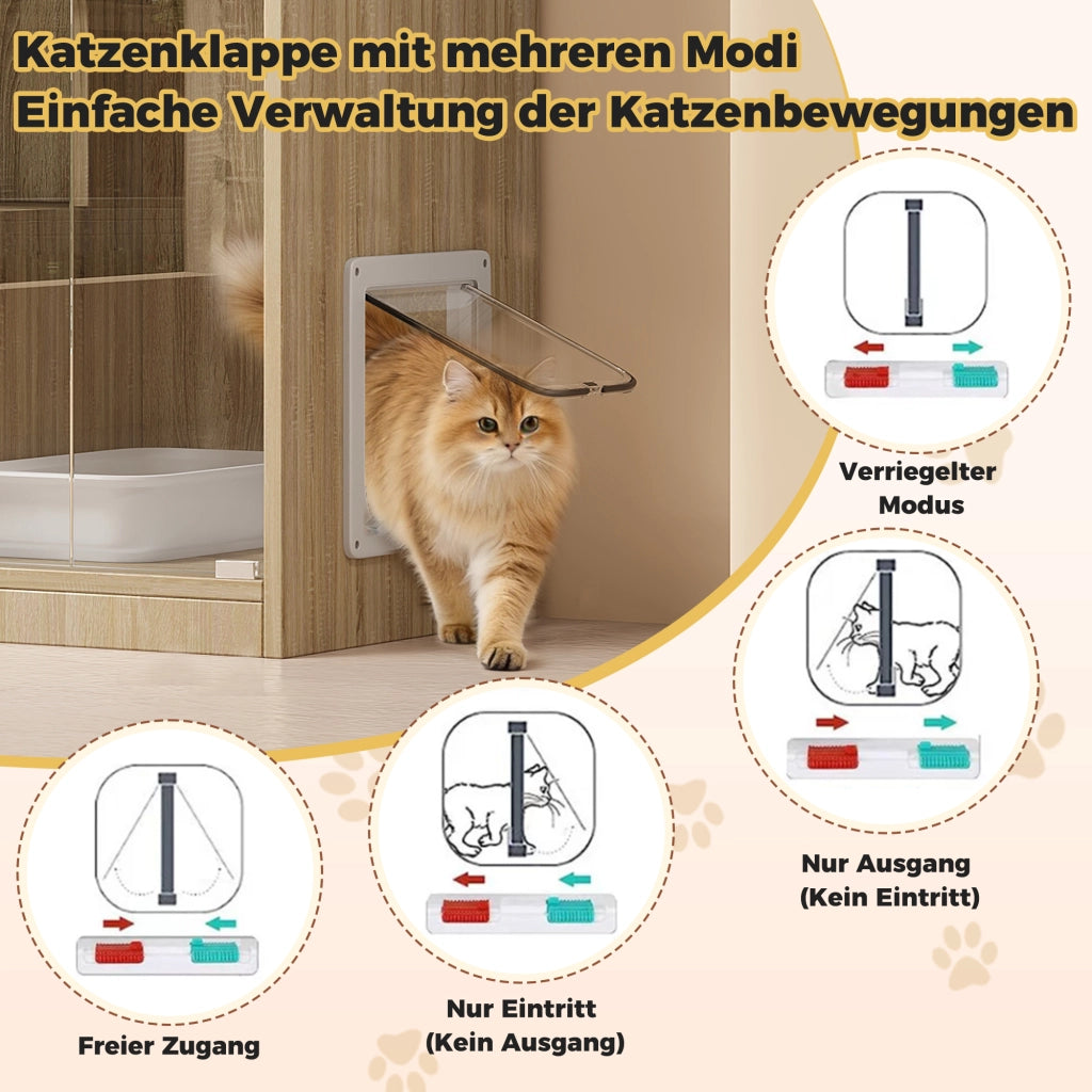 Mobile contenitore per gatti a più livelli con porta bloccabile e vetro, per interni, naturale, 90 × 50 × 160 cm
