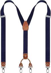 Bretelle a forma di Y - con 4 ganci regolabili - 2,5 × 110 cm - 1 pezzo - Cinture per jeans regolabili - con cinturino - Accessori per pantaloni - Unisex - Blu