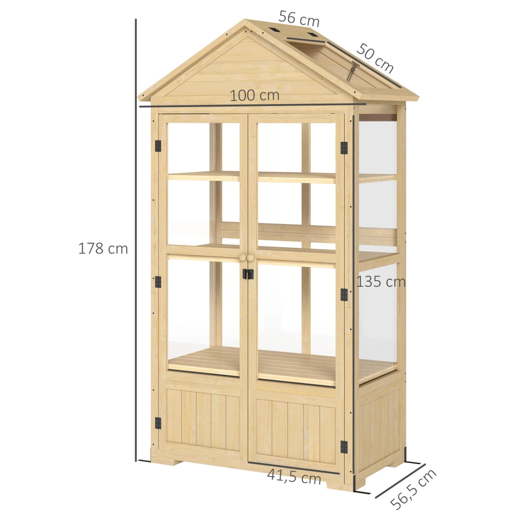 Serra per giardino con scaffale e finestre ¨C zephmum ¨C acrilico, telaio in legno, 100x56x178 cm