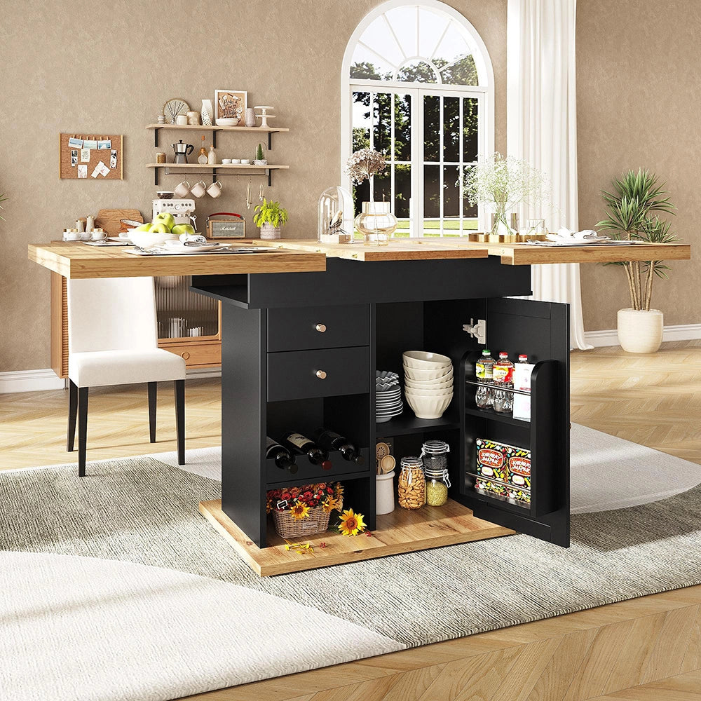 Tavolo estensibile - Xylo - 110-140x80cm con scaffale vino e snack
