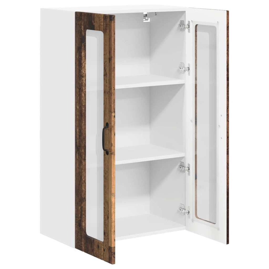 Pensile da cucina | Mobile in vetro da parete LUCCA Legno antico 60 x 31 x 100 cm