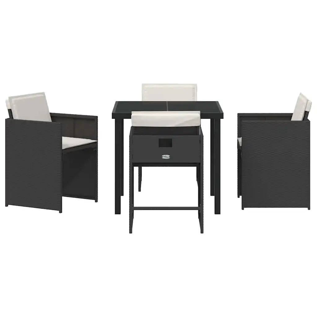 Set da Pranzo per Giardino 5 pcs Nero polyrattan 3380685