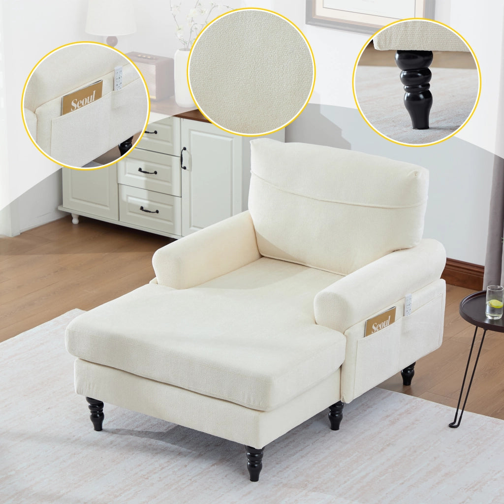 POLTRONA in Chenille Beige 125,5 x 97 x 86 cm