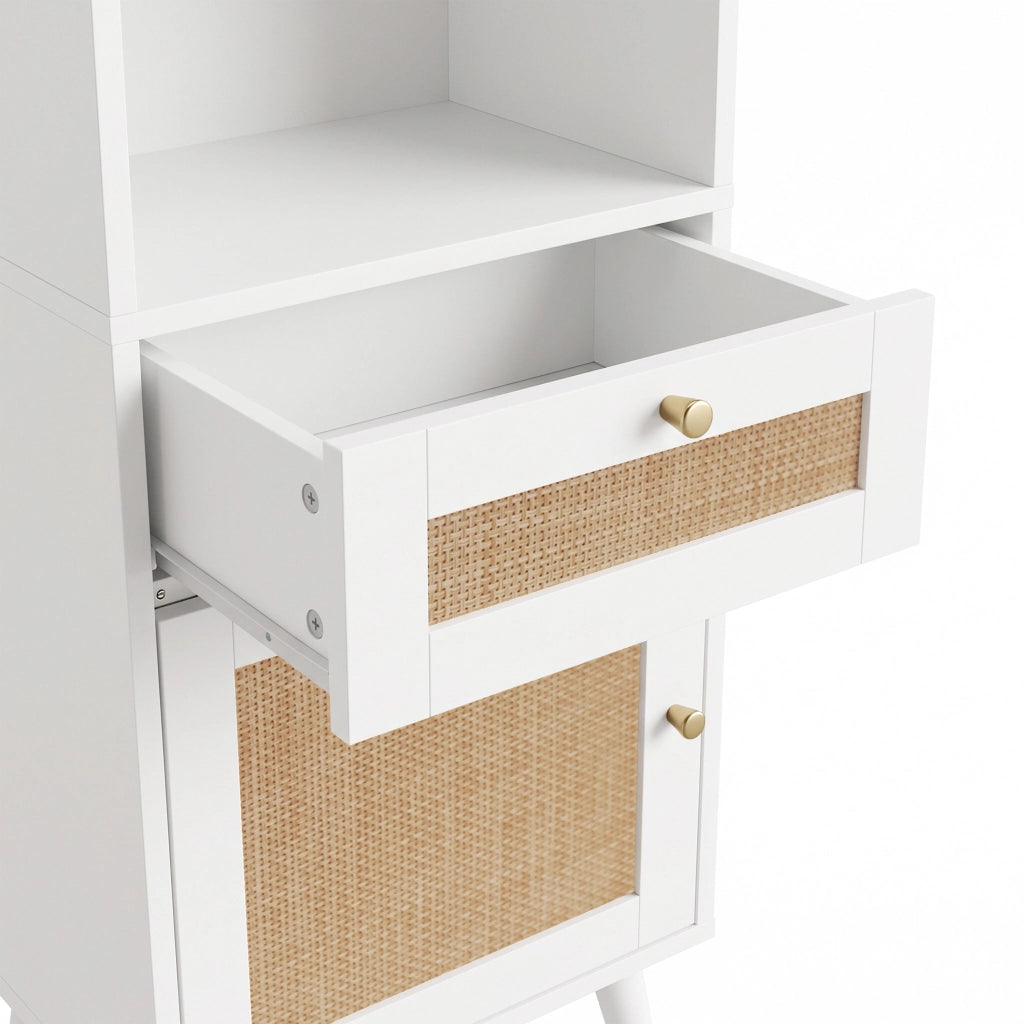 Mobile da bagno con 2 ante reversibili; 1 cassetto e vani aperti; in MDF; bianco