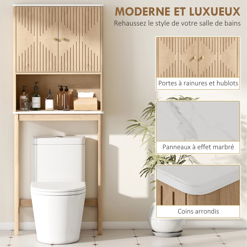 Armadietto Sottolavabo con Ante ¨C Zephmum ¨C Legno Rovere 66x25x168 cm