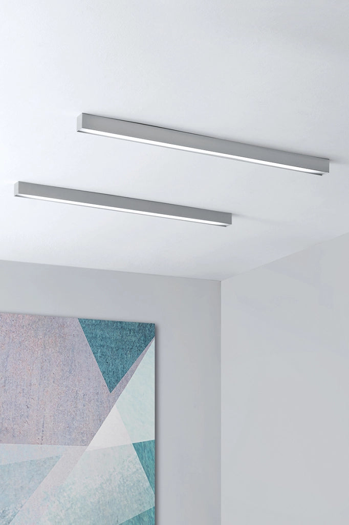 Lampada PULA Sospensione o Plafoniera LED 36W 120° CRI90 Grigio 3000K - Illuminazione Diretta in Acciaio IP20 - Rossini Group