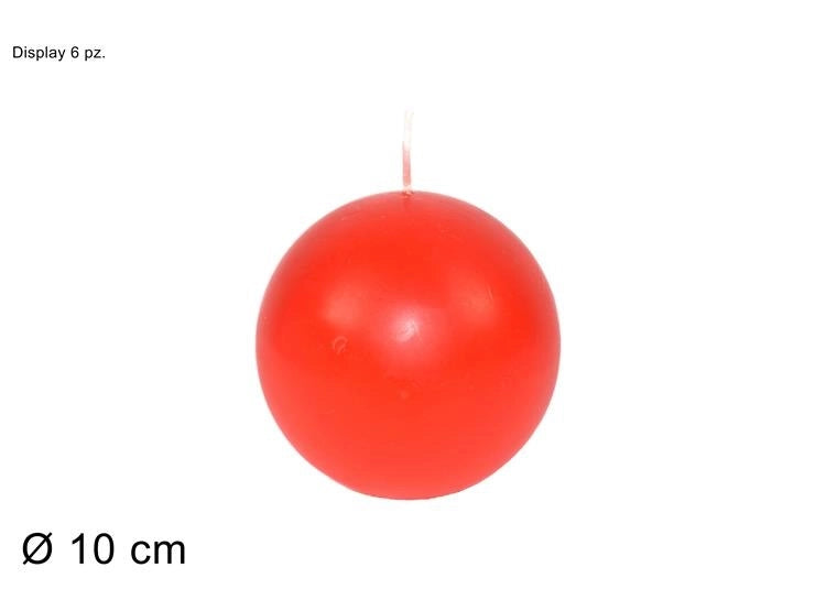 1 Pezzo Candela in Cera Palla Rossa Natalizia Natale 10 cm