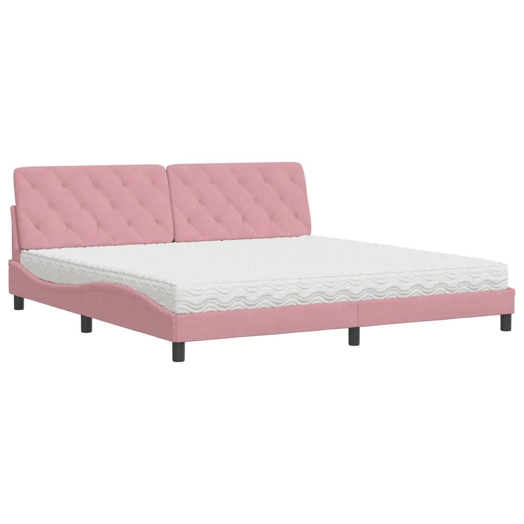 Letto con Materasso Rosa 200x200 cm in Velluto