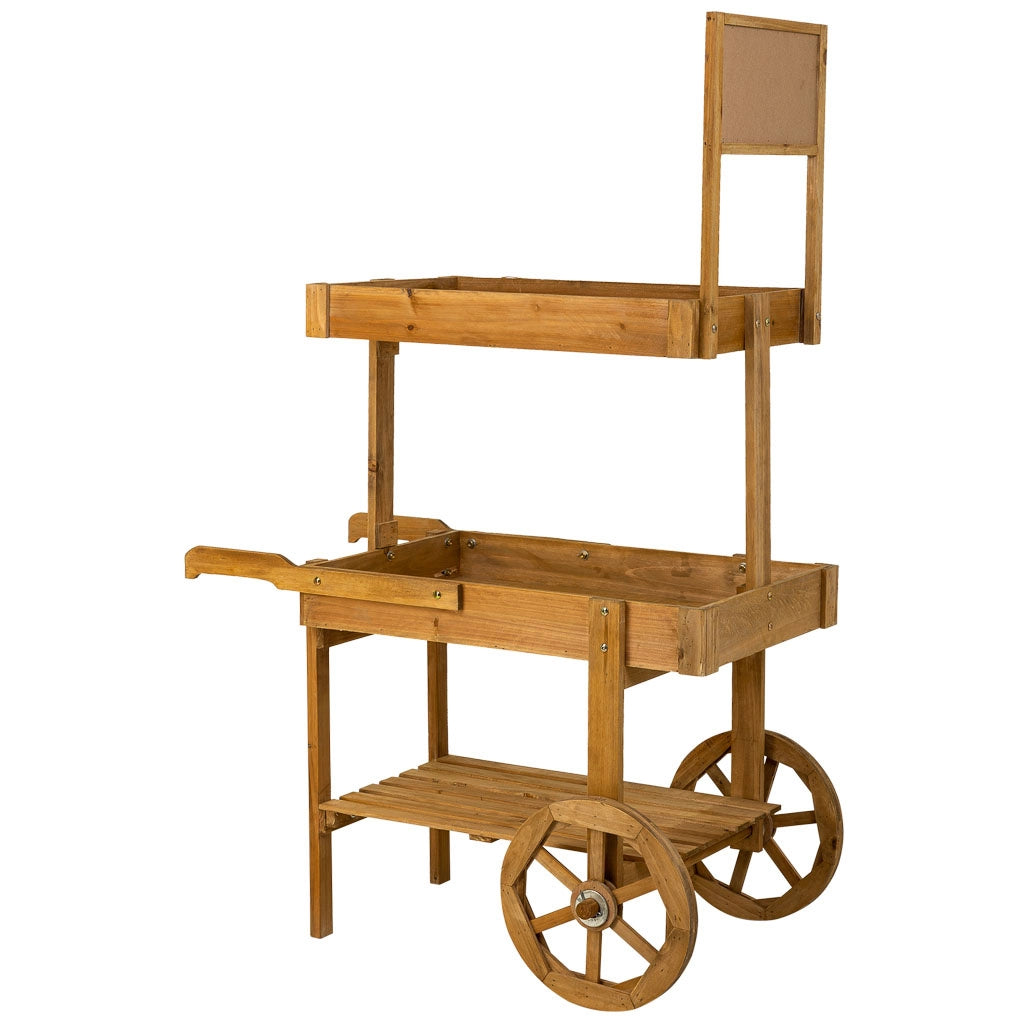 Carrello espositivo con ruote in legno marrone 55x86x135h