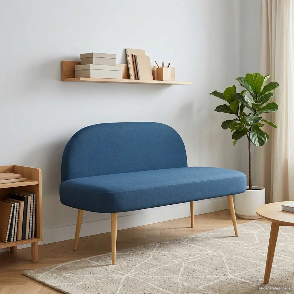 Panchina imbottita con schienale Blu 110 x 60 x 76 cm CFW1398837