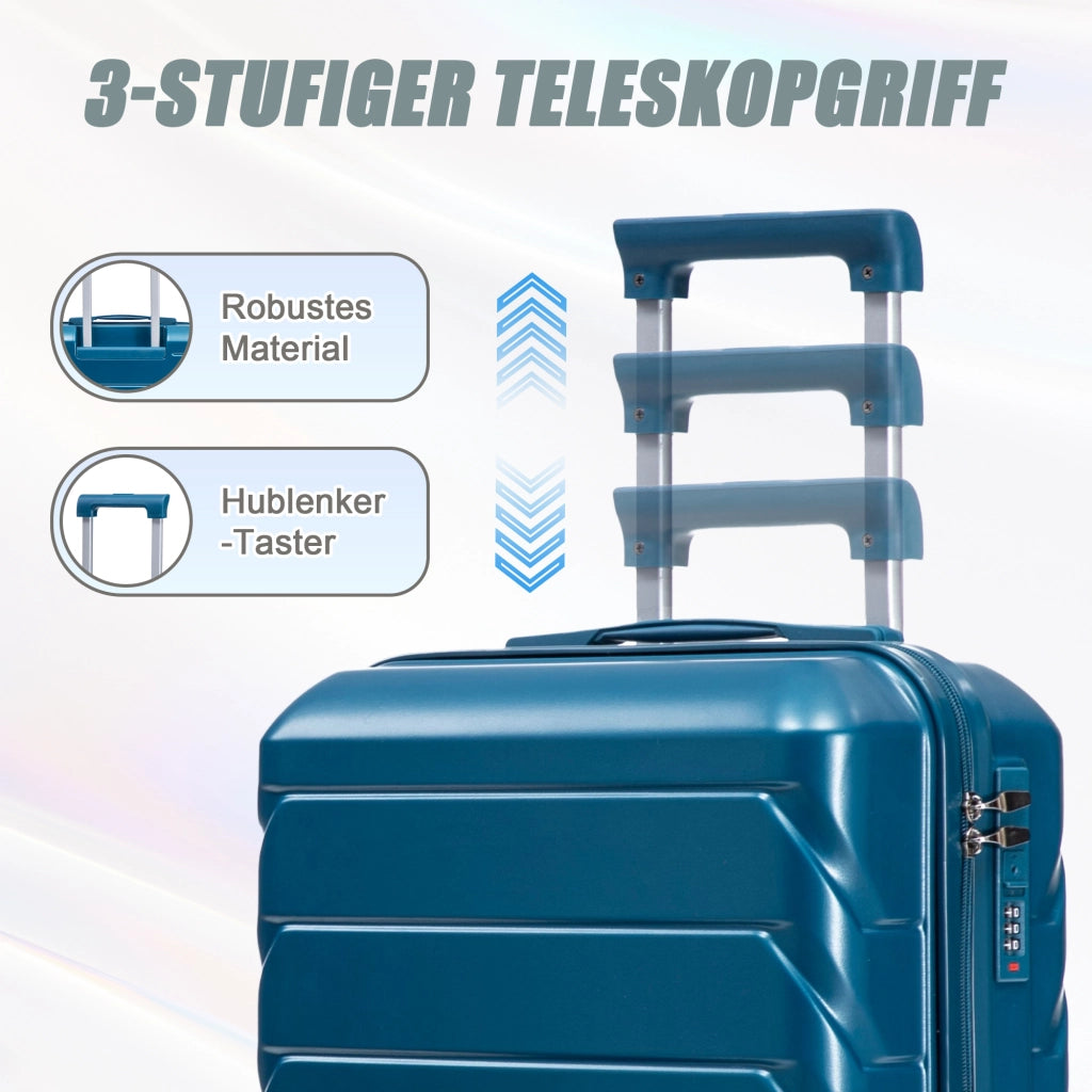 Set di due valigie girevoli in ABS da 14"/19" con lucchetto a combinazione e trousse da 14" (blu scuro)