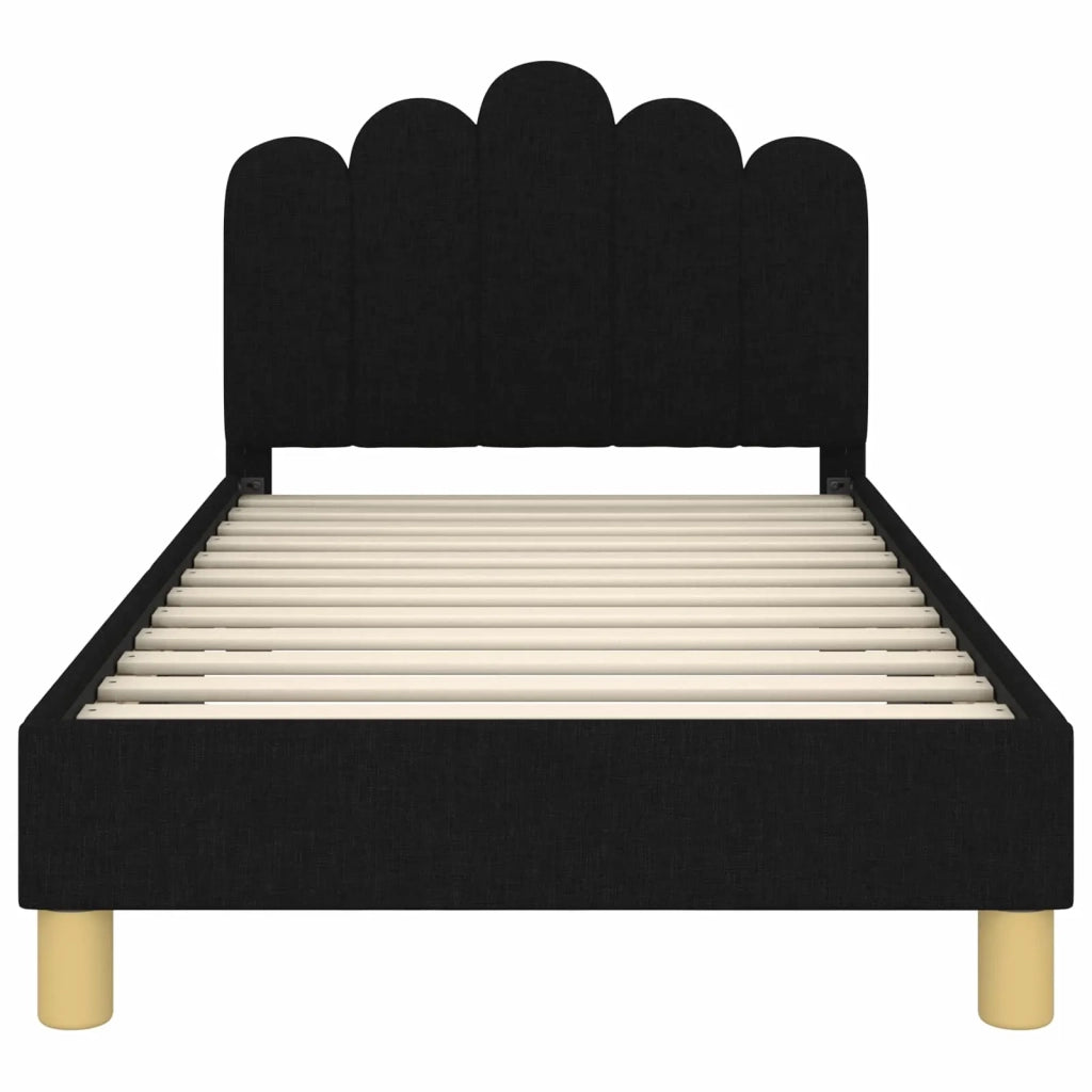 Struttura letto Bambini | Letto Infantile | Lettino con testata Nero 80 x 160 cm Tessuto