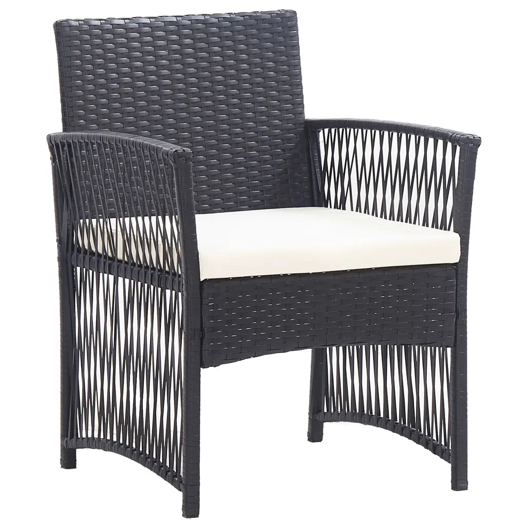 Set Divani da Giardino 4 pz | Set Salotto da Giardino con Cuscini in Polyrattan Nero