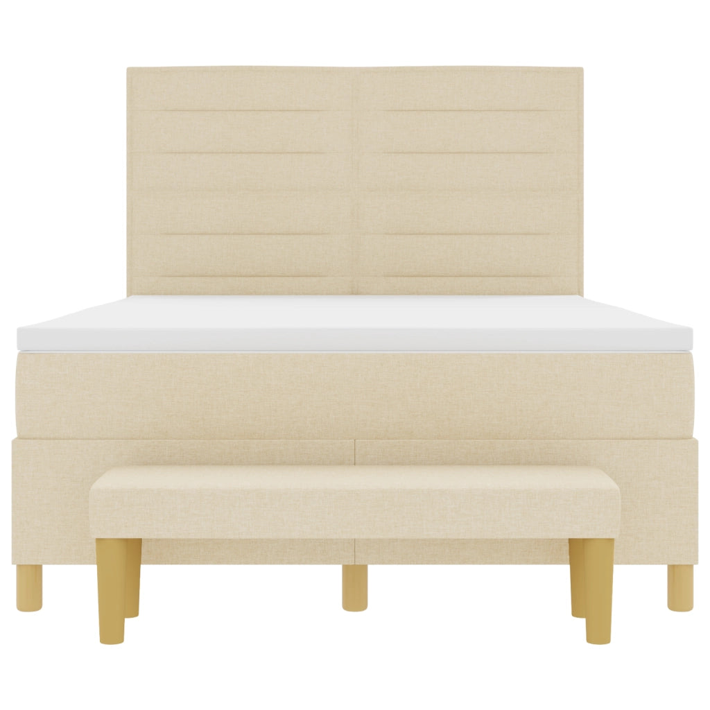 Letto con rete a molle e materasso panna 140x190 cm tessuto