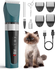 Tondeuse per cani a 5 velocità, taglia pelo silenziosa e senza fili per pelo lungo, impermeabile IPX6 per il taglio del pelo di animali domestici.