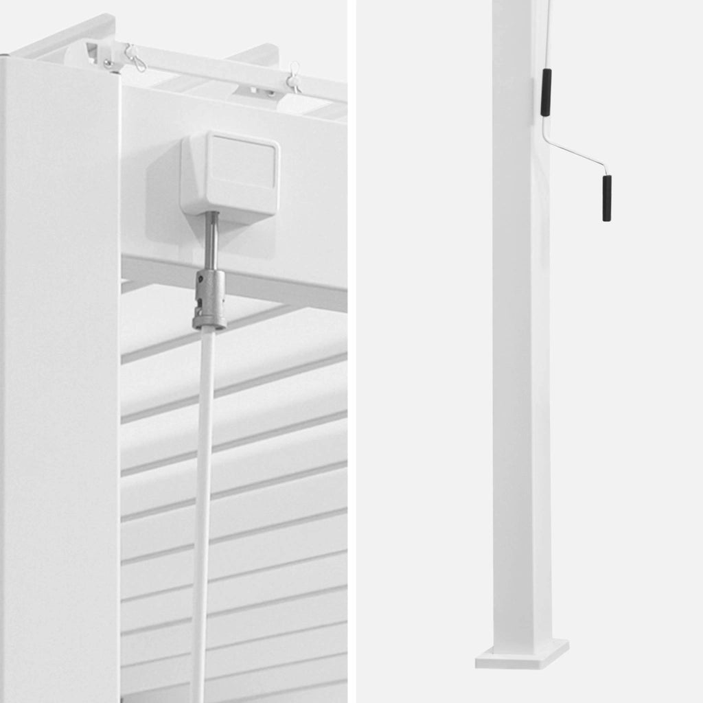 Pergola bioclimatica 3x4m in alluminio addossata + tenda 4m , bianco