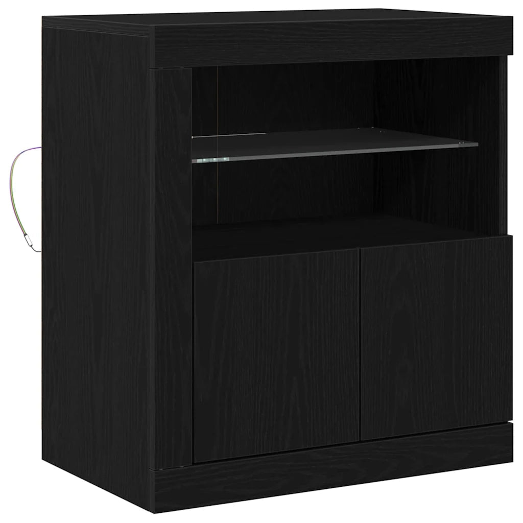 Credenza | Madia LED Nero 60,5 x 37 x 67 cm Legno multistrato