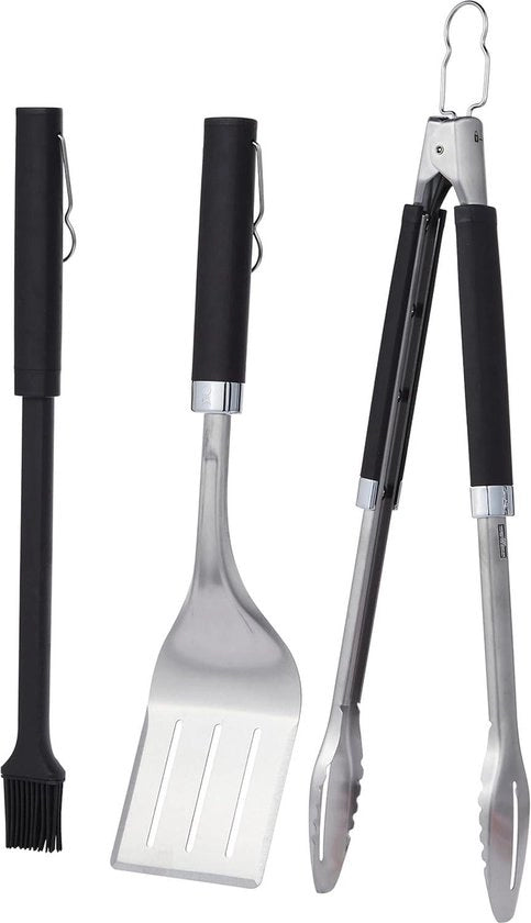 Set di barbecue 3 pezzi - Lame, Spatola e Sfumettatore in acciaio inossidabile - Accessori per barbecue|Attrezzatura per barbecue in metallo