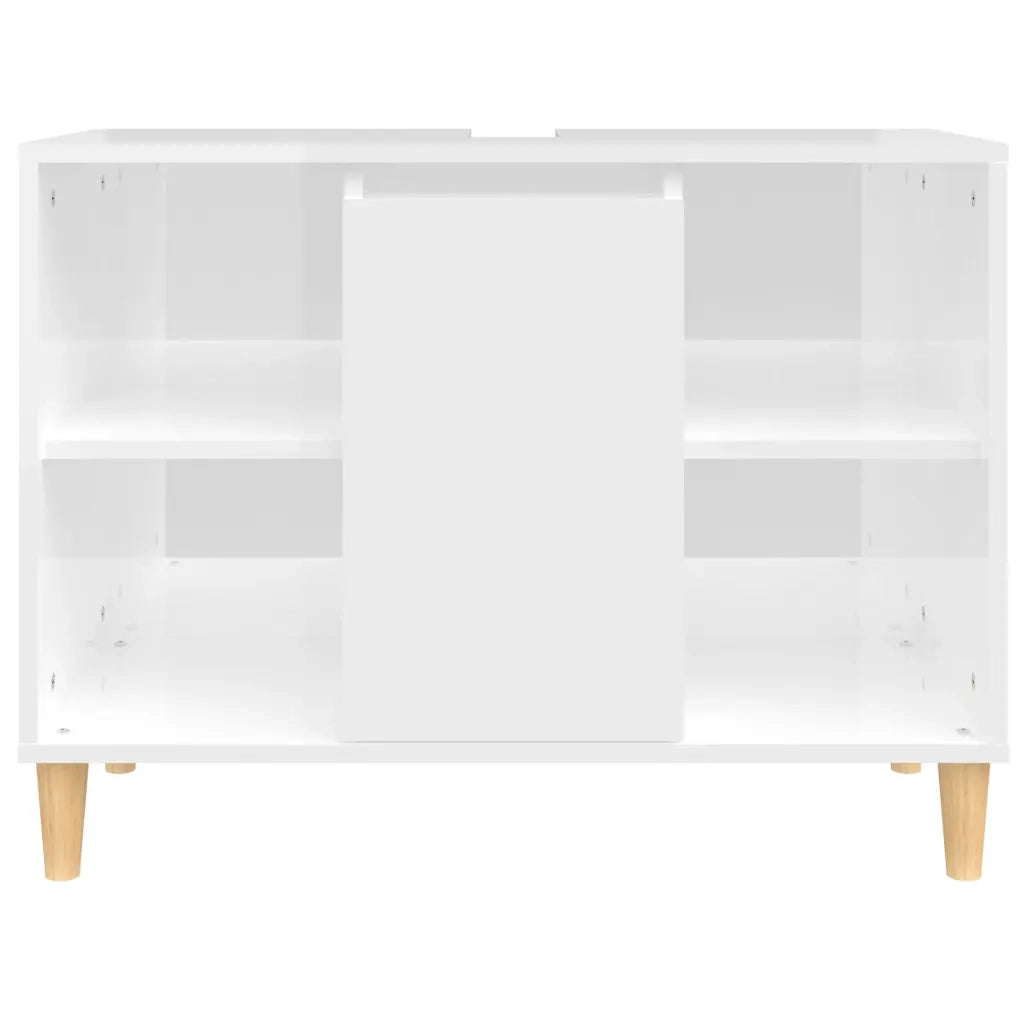 Mobile Lavabo | Armadio Lavabo Bianco Lucido 80x33x60 cm in Legno Multistrato