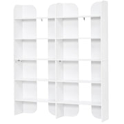 Libreria con 5 ripiani e vani centrali - per soggiorno - in truciolare - 135×25×160 cm - bianco