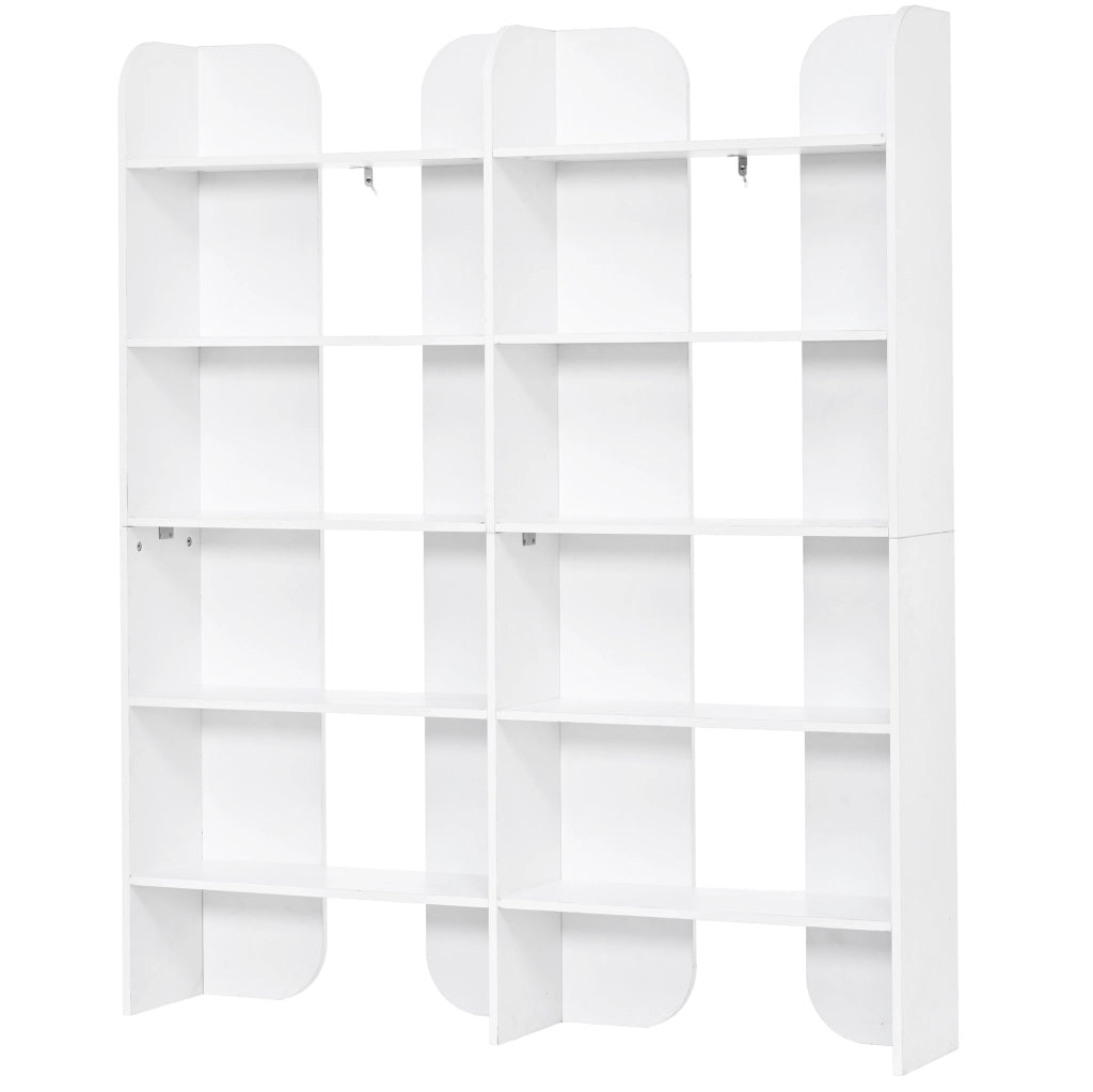 Libreria con 5 ripiani e vani centrali - per soggiorno - in truciolare - 135×25×160 cm - bianco