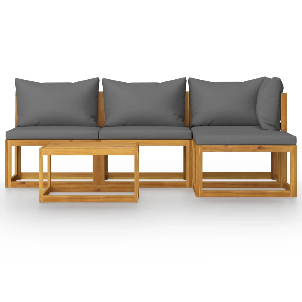 Set Divani da Giardino 5 pz con Cuscini in Massello di Acacia 3057602