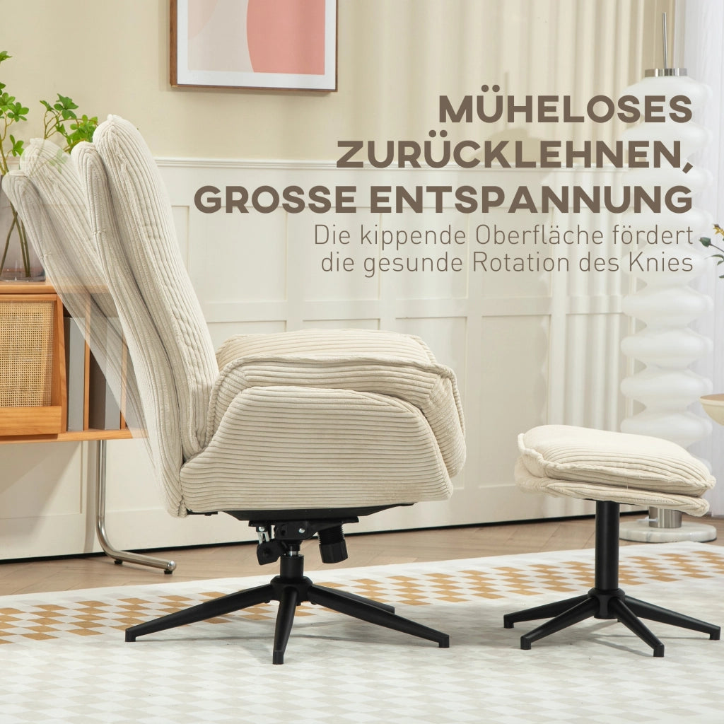 Poltrona reclinabile girevole con poggiapiedi ¨C zephmum ¨C Tessuto beige