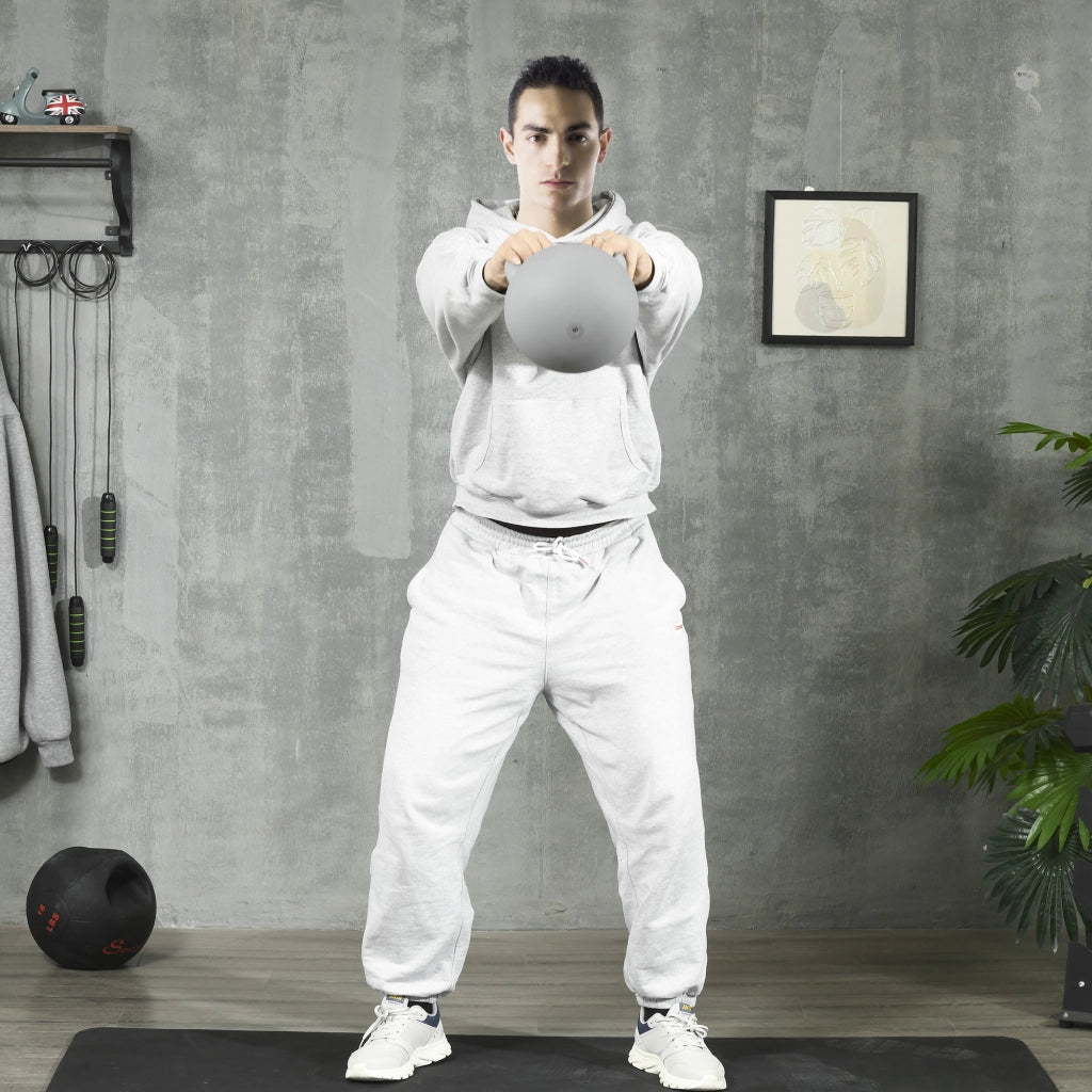 Kettlebell 4kg in PVC e Sabbia Metallica ¨C zephmum ¨C Grigio 19x19x26 cm