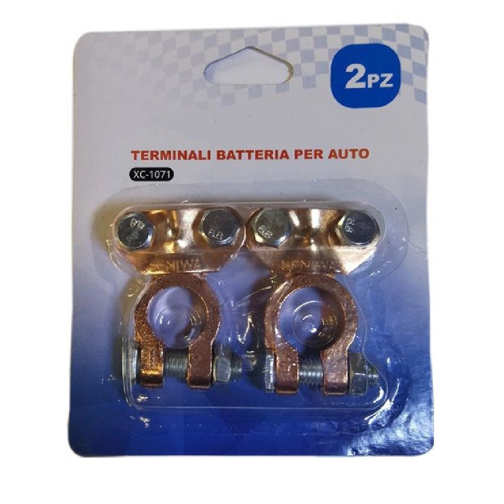 Trade Shop - Set 2 Pz Terminale Terminali Batteria Per Auto Morsetti Clip 3.5 X 5.3cm Xc-1071 -