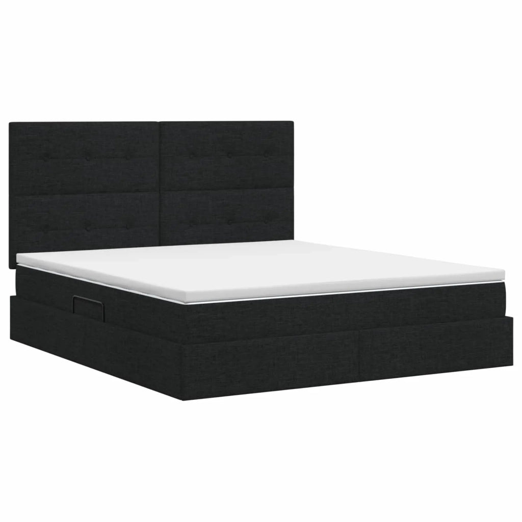 Letto con contenitore e materasso Nero 140 x 190 cm Tessuto 3459503