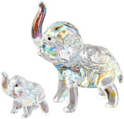 Set di 2 Statuine di Elefanti in Cristallo in Scatola Regalo