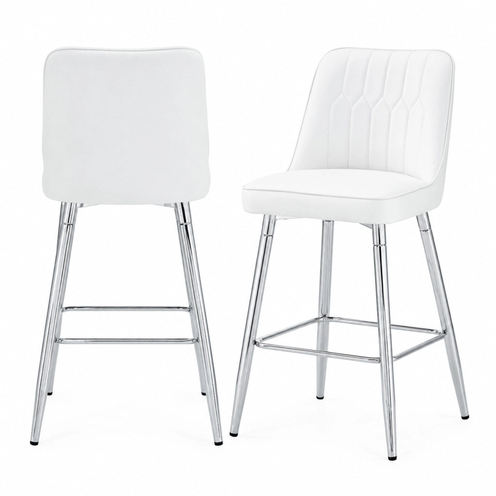 Set di 2 sgabelli da bar 100 cm bianchi e argento in PU