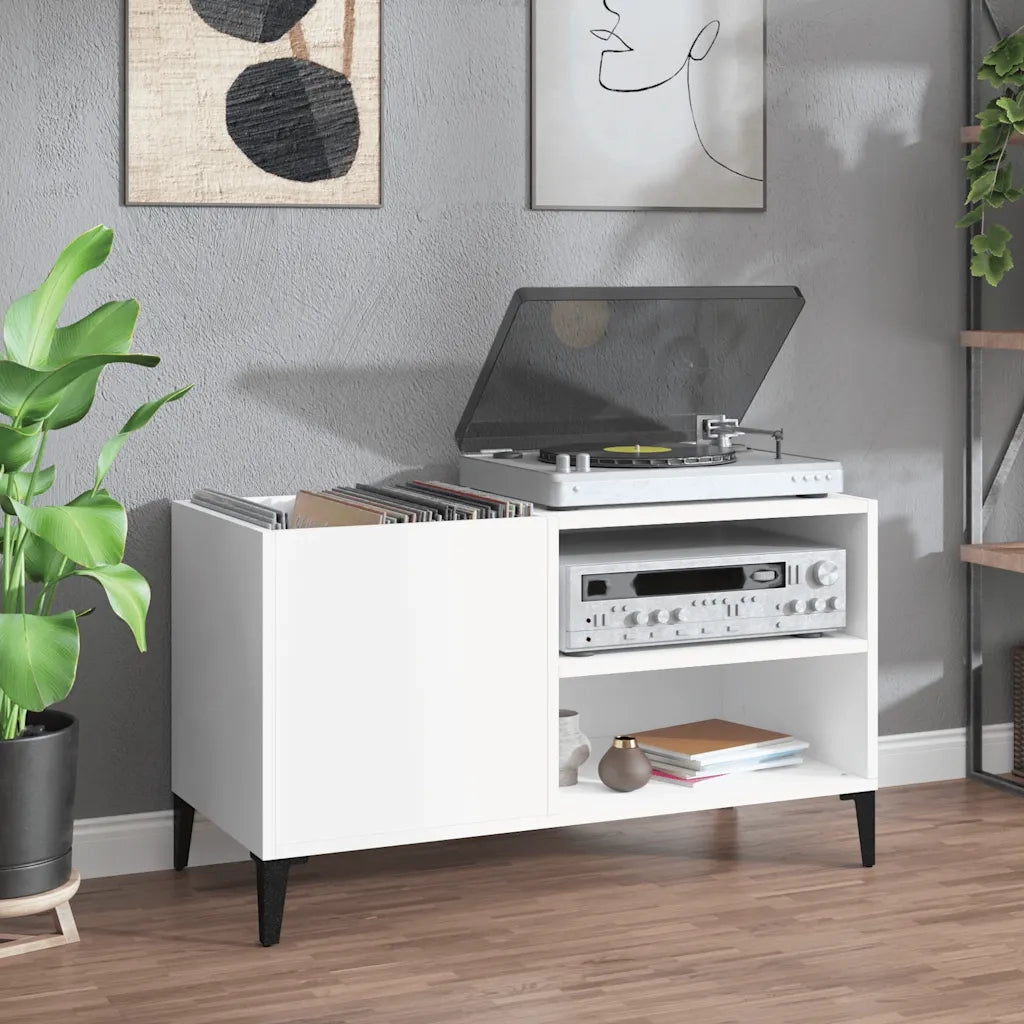 Mobile Porta Dischi Bianco 84,5x38x48 cm in Legno Multistrato 831949