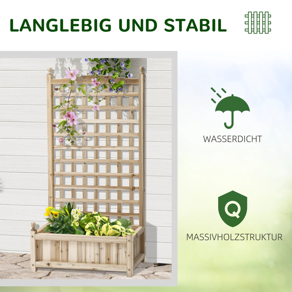 Hochbeet Pflanzkasten con Griglia per Rampicanti ¨C zephmum ¨C Legno Naturale 64x28x120 cm