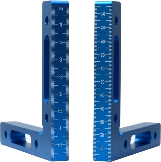 Klem per angolo 90° in alluminio L-type per lavori di carpenteria 12 x 12 cm con contenitore di stoccaggio