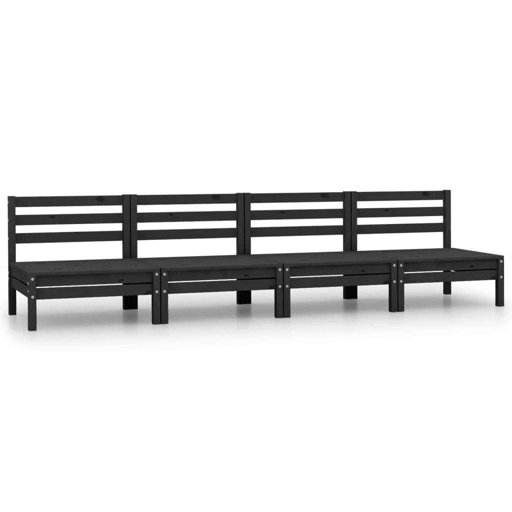 Set di mobili da giardino mobili da esterno set da 4 pezzi legno di pino massiccio nero 02_0016266