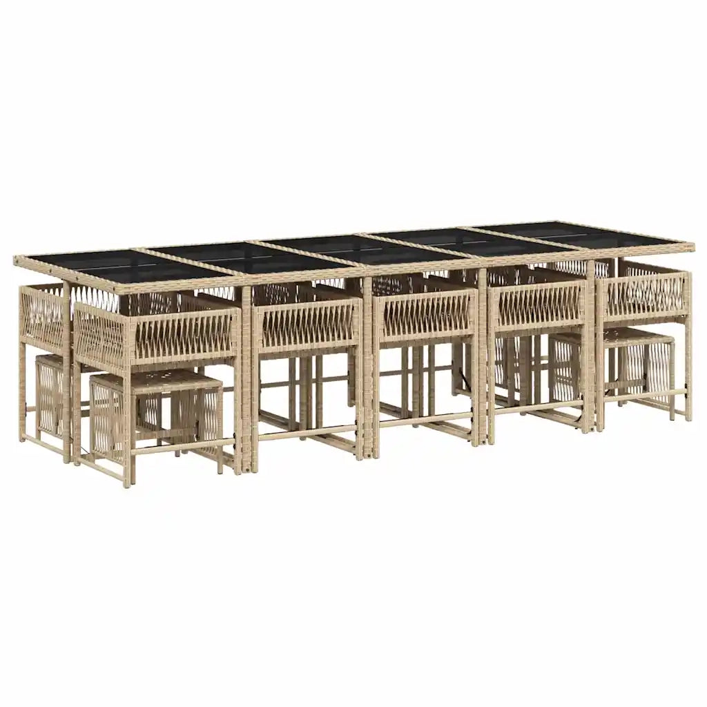 Set Pranzo da Giardino 15 pz con Cuscini Beige Misto Polyrattan 3211536