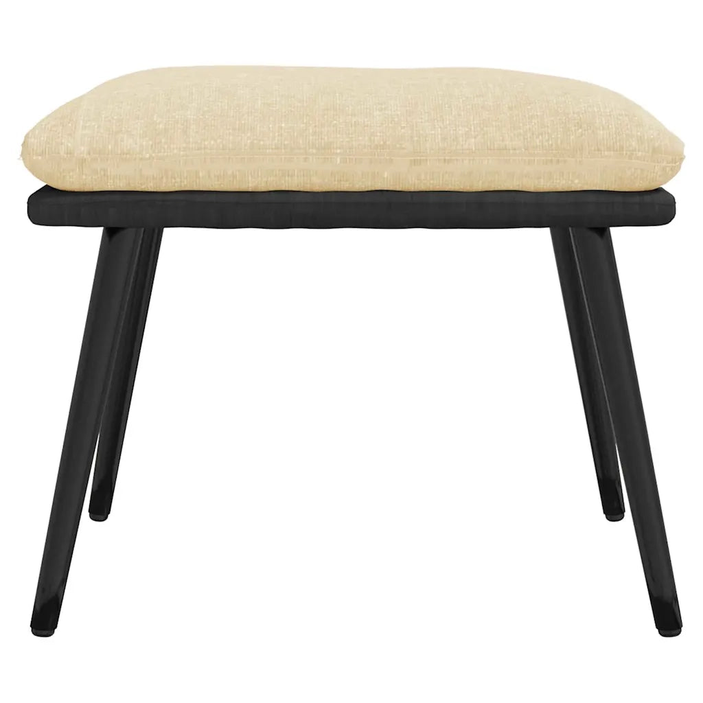 Divano Sedia-Poltrona Relax con Sgabello Crema in Tessuto e Similpelle