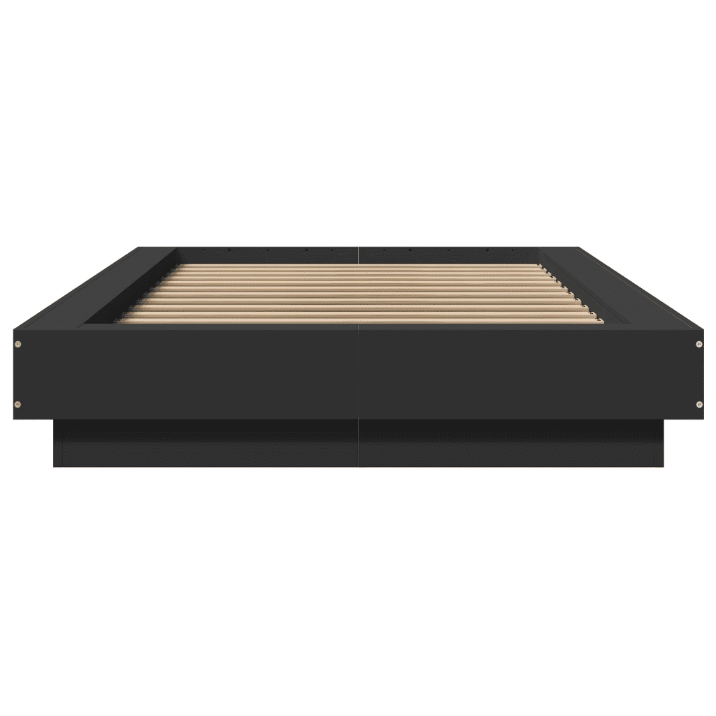 Giroletto con Luci LED Nero 90x200 cm in Legno Multistrato